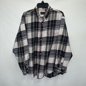 Oakton Button Up Adult XXL Mens Multicolor Long Sleeve 100% Cotton Shirt.